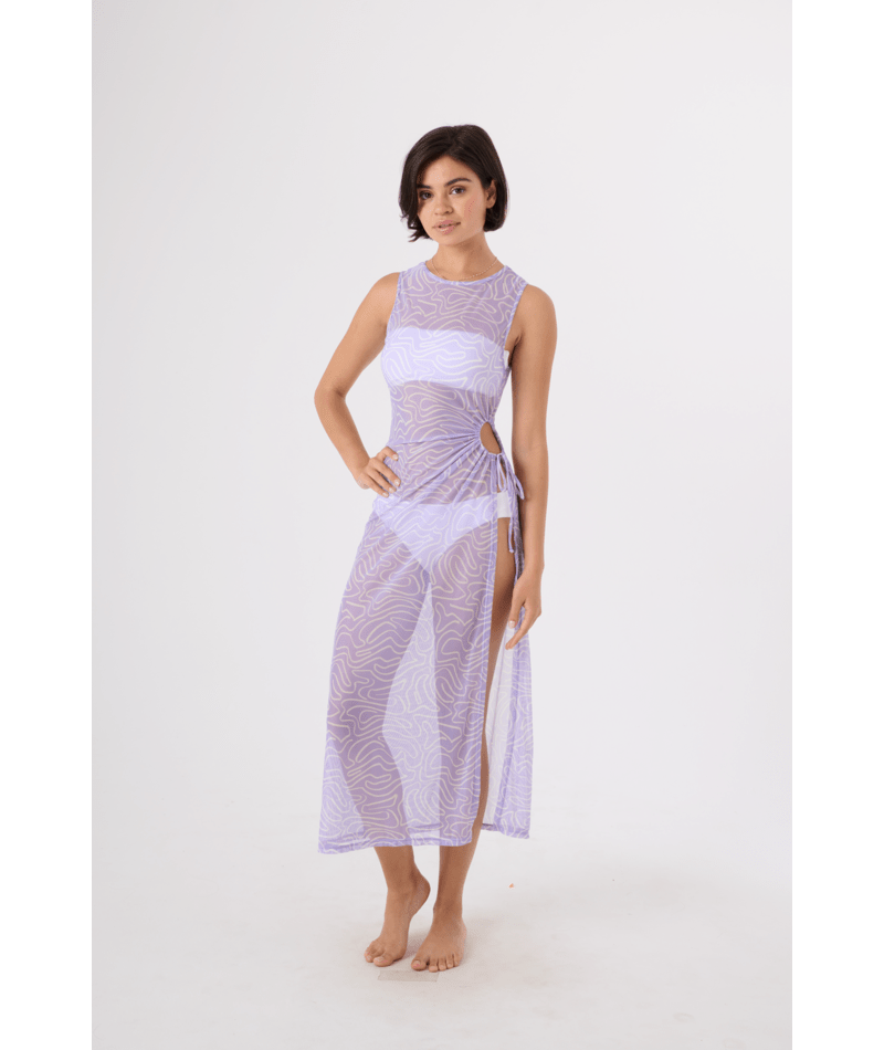 Rx Apparel Dresses Sunshinse State Of Minde Open Side Mesh Tank Dress