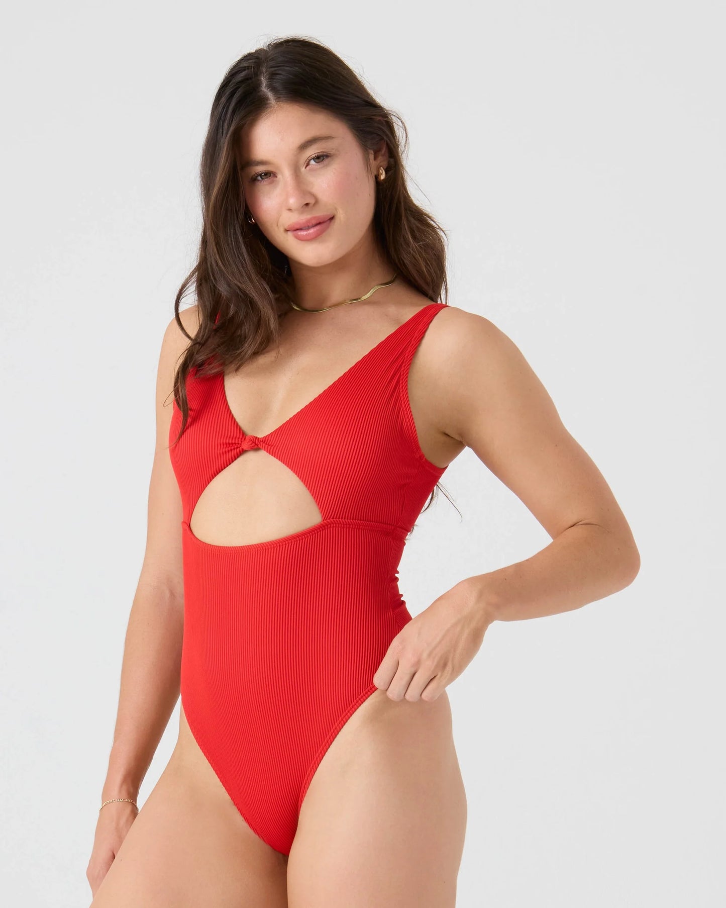 Rx Young Womens Swimwear Rib Roxy Love Knot Peek A Boo 1 Pc Moderate